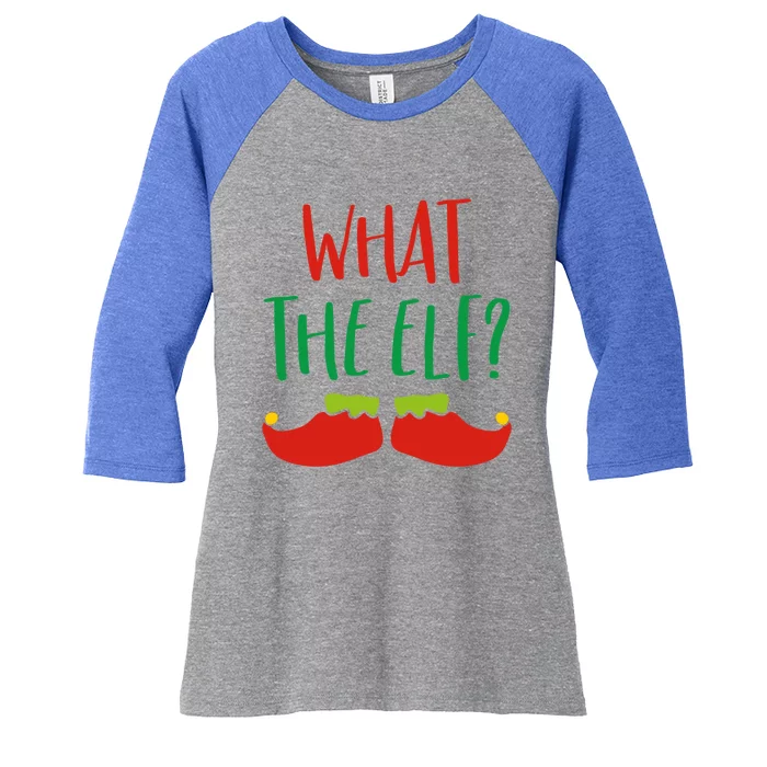 Funny Elf Gift What The Elf Christmas Pun Elf Ugly Xmas Great Gift Women's Tri-Blend 3/4-Sleeve Raglan Shirt