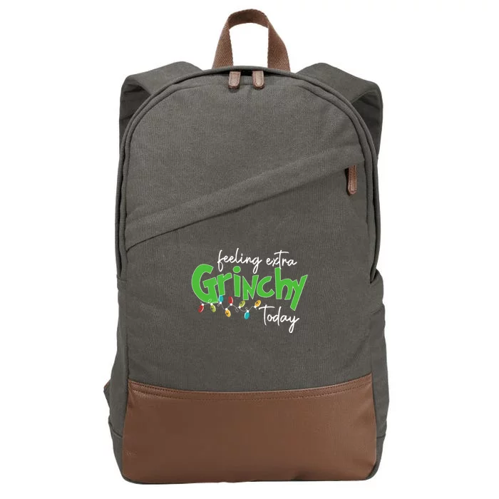 Feeling Extra Grinchy Today Christmas Xmas Lights Pullover Cotton Canvas Backpack