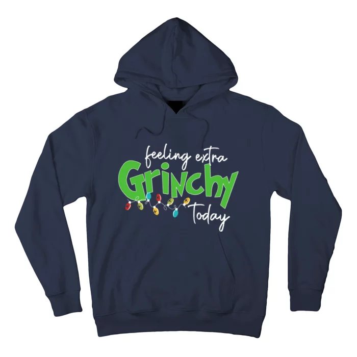 Feeling Extra Grinchy Today Christmas Xmas Lights Pullover Hoodie