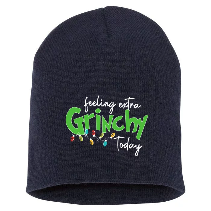 Feeling Extra Grinchy Today Christmas Xmas Lights Pullover Short Acrylic Beanie