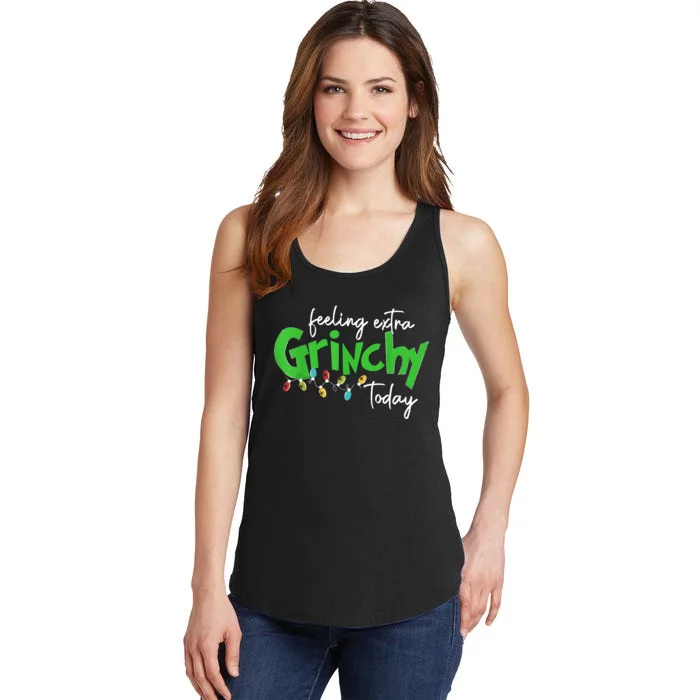 Feeling Extra Grinchy Today Christmas Lights Xmas Clothing Ladies Essential Tank