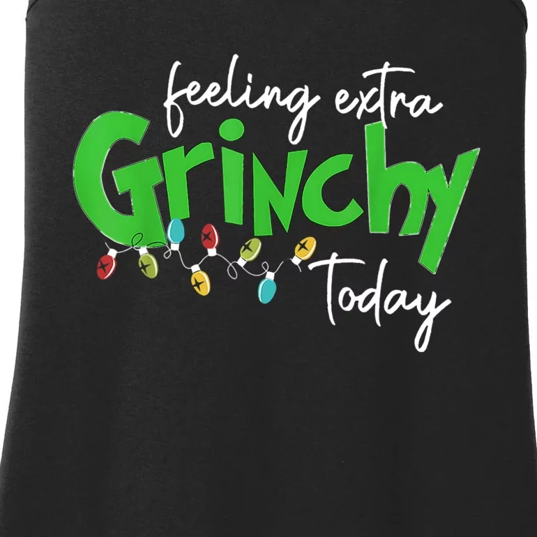 Feeling Extra Grinchy Today Christmas Lights Xmas Clothing Ladies Essential Tank