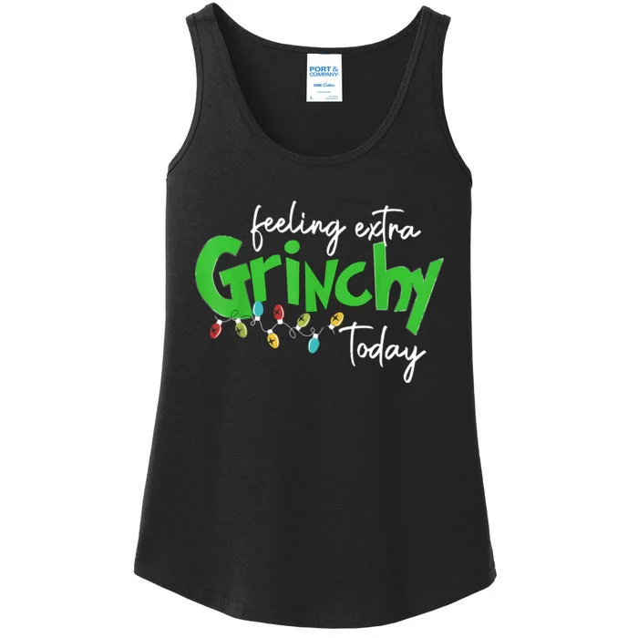 Feeling Extra Grinchy Today Christmas Lights Xmas Clothing Ladies Essential Tank