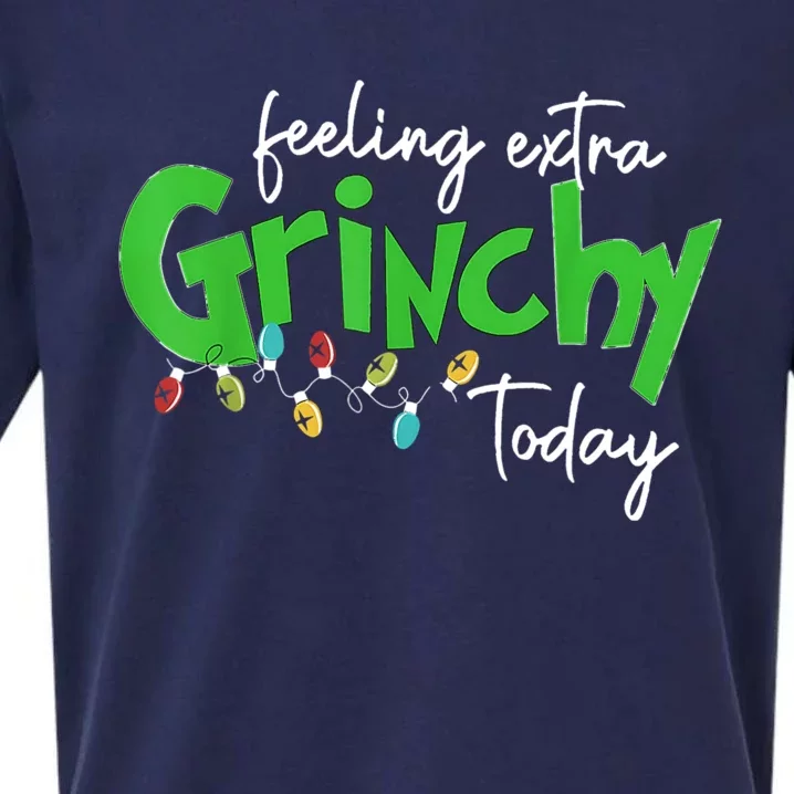 Feeling Extra Grinchy Today Christmas Lights Xmas Clothing Sueded Cloud Jersey T-Shirt