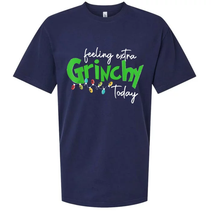 Feeling Extra Grinchy Today Christmas Lights Xmas Clothing Sueded Cloud Jersey T-Shirt