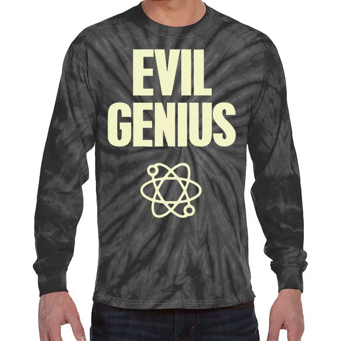 Funny Evil Genius With Atomic Symbol Mad Scientist Tie-Dye Long Sleeve Shirt