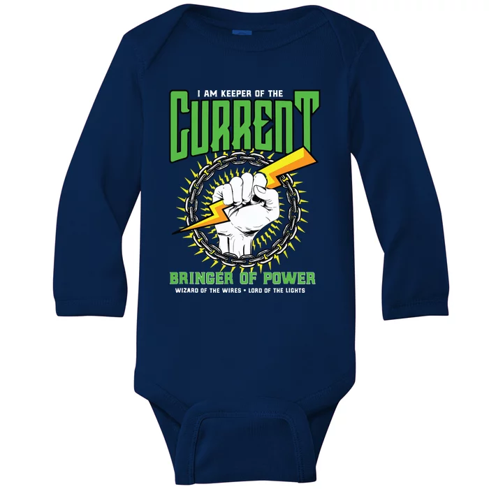 Funny Electrician Gift Electrical Engineer Lineman Baby Long Sleeve Bodysuit