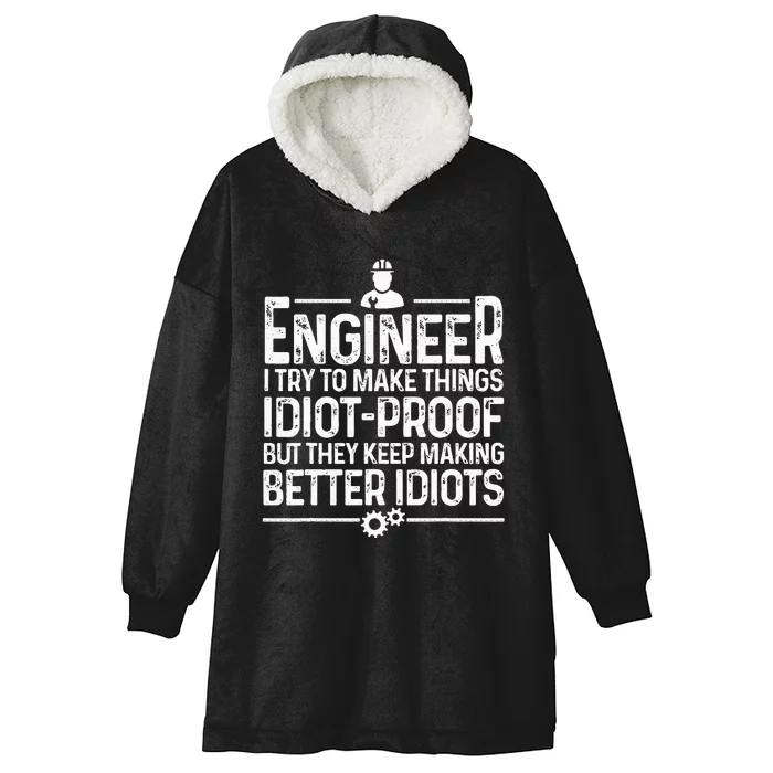 Funny Engineer Gift For  Cool Engineering Mechanic Hooded Wearable Blanket