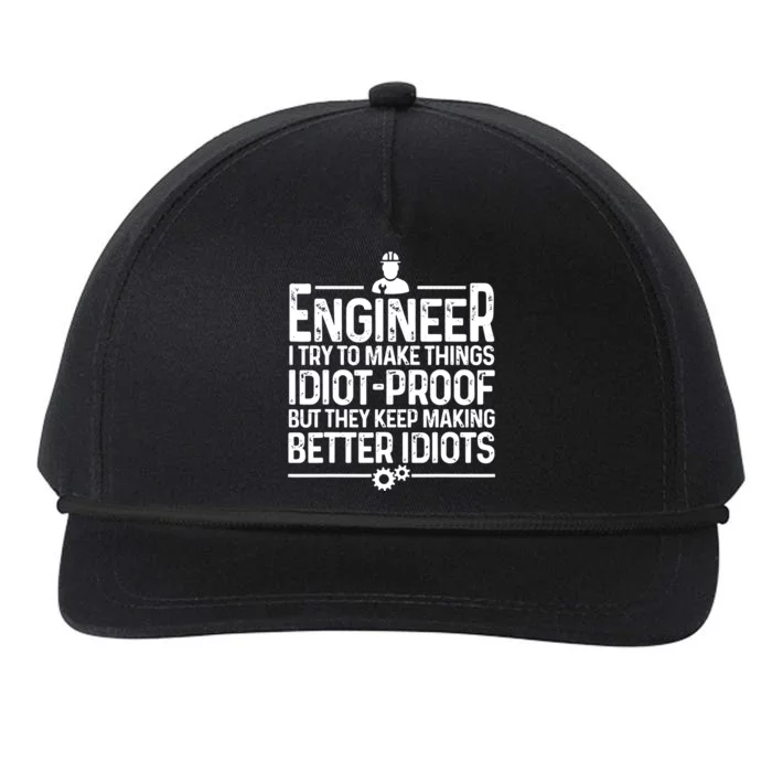 Funny Engineer Gift For Men Women Cool Engineering Mechanic Snapback Five-Panel Rope Hat