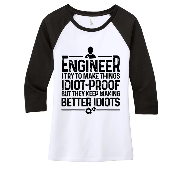 Funny Engineer Gift For Men Women Cool Engineering Mechanic Women's Tri-Blend 3/4-Sleeve Raglan Shirt