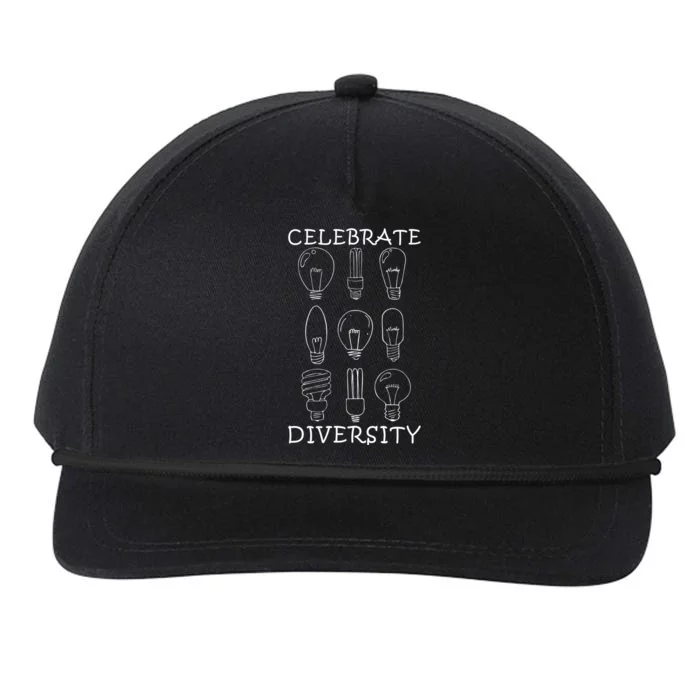 Funny Electrician Gift Cool Celebrate Diversity Light Bulbs Gift Snapback Five-Panel Rope Hat