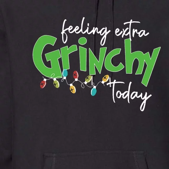 Feeling Extra Grinchy Today Christmas Xmas Lights Pullover Premium Hoodie