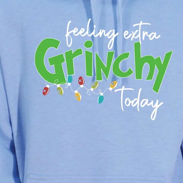 Feeling Extra Grinchy Today Christmas Xmas Lights Pullover Unisex Surf Hoodie