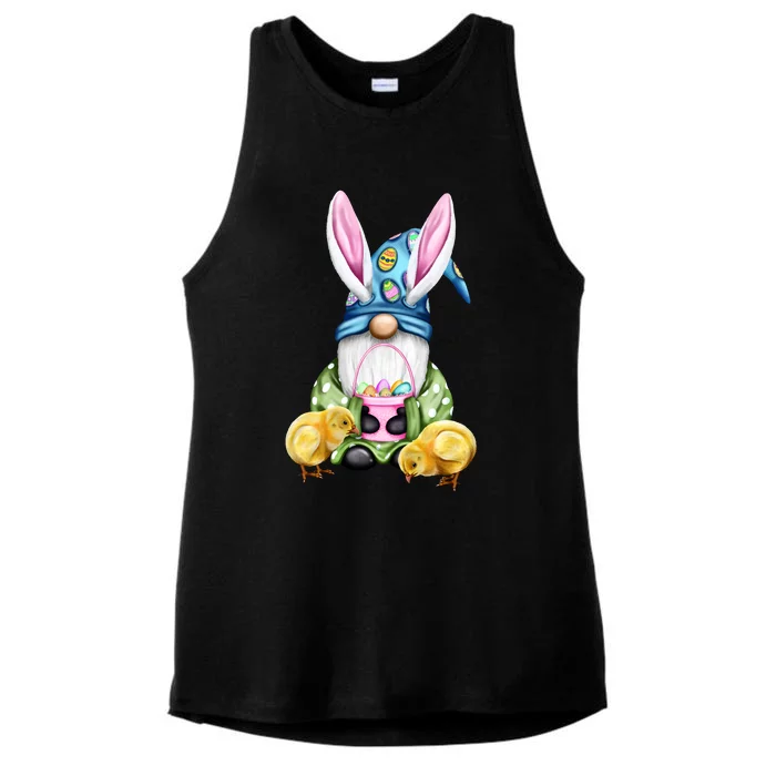 Funny Easter Gnome Ladies Tri-Blend Wicking Tank