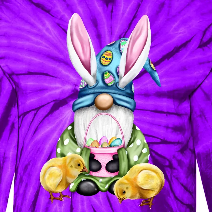 Funny Easter Gnome Tie-Dye Long Sleeve Shirt