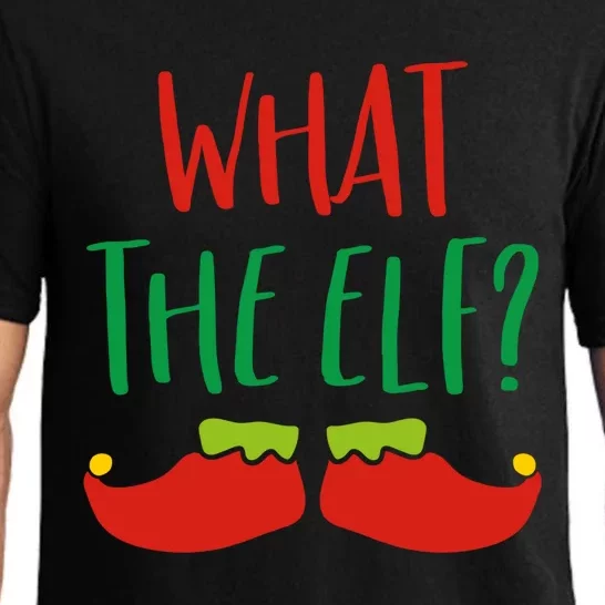 Funny Elf Gift What The Elf Christmas Pun Elf Ugly Xmas Cute Gift Pajama Set