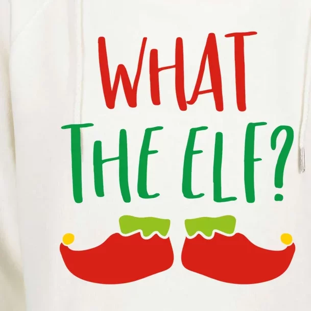 Funny Elf Gift What The Elf Christmas Pun Elf Ugly Xmas Cute Gift Womens Funnel Neck Pullover Hood