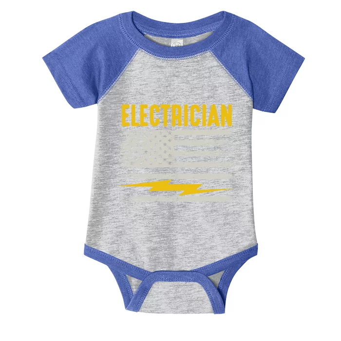 Funny Electrician Gift For Electricians American Flag Gift Infant Baby Jersey Bodysuit