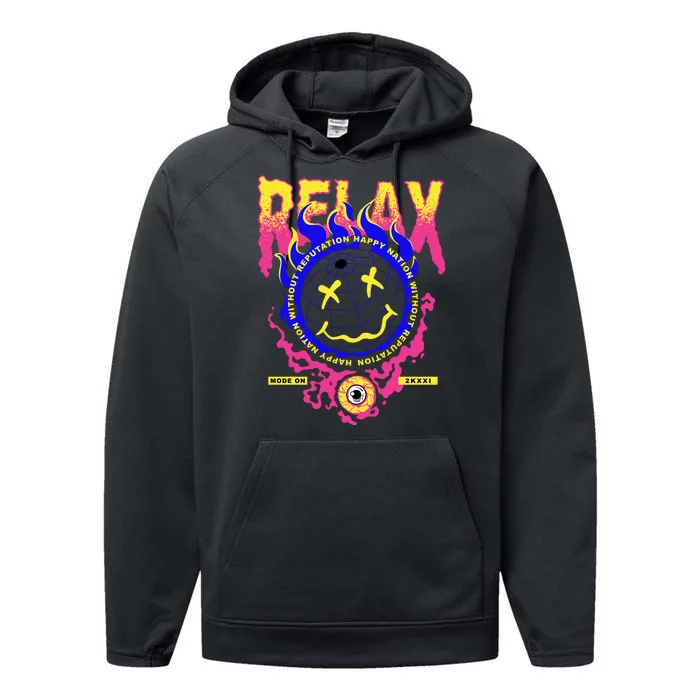 Flaming Emoji Globe Eyeball Smoke Performance Fleece Hoodie