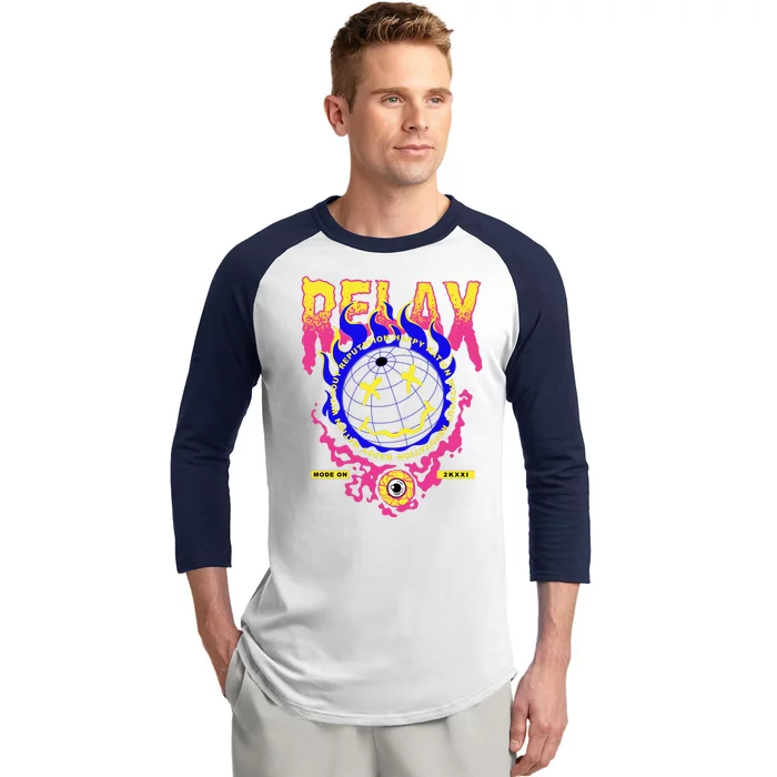 Flaming Emoji Globe Eyeball Smoke Baseball Sleeve Shirt