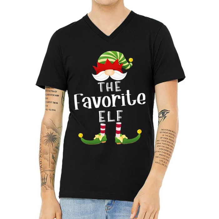 Favorite Elf Group Christmas Funny Pajama Party V-Neck T-Shirt