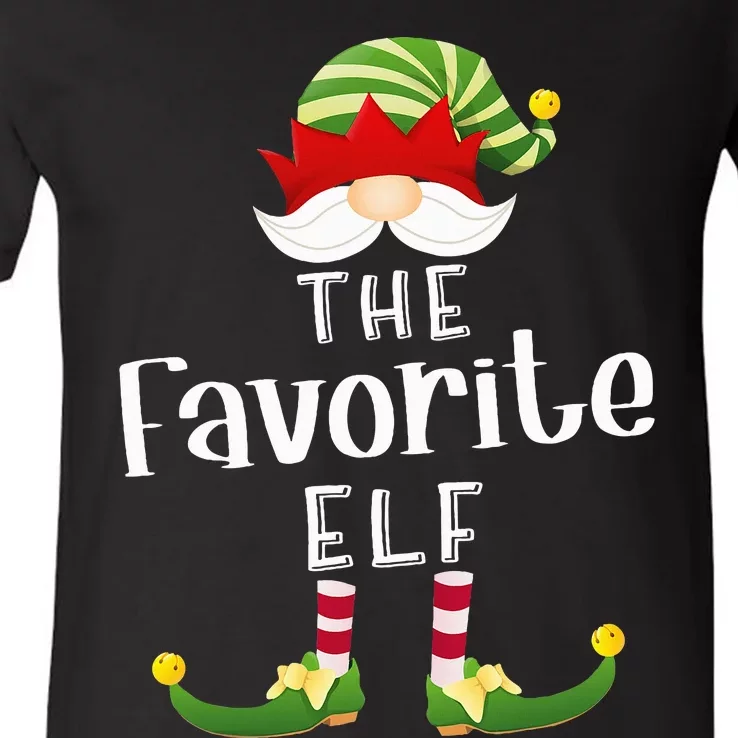 Favorite Elf Group Christmas Funny Pajama Party V-Neck T-Shirt