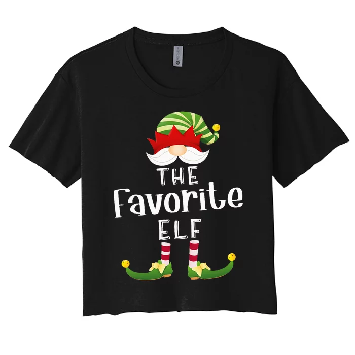 Favorite Elf Group Christmas Funny Pajama Party Women's Crop Top Tee