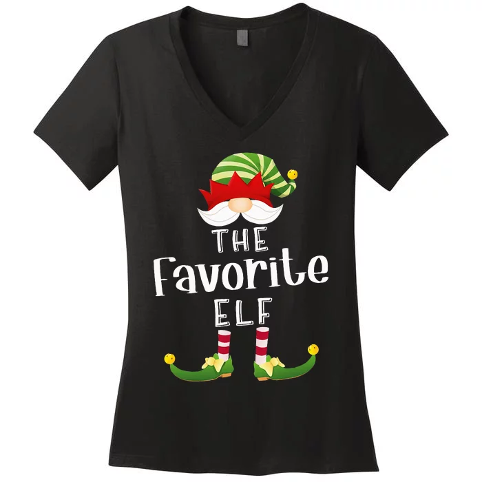 Favorite Elf Group Christmas Funny Pajama Party Women's V-Neck T-Shirt