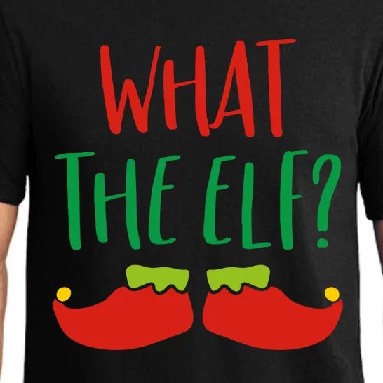 Funny Elf Gift What The Elf Christmas Pun Elf Ugly Xmas Gift Pajama Set