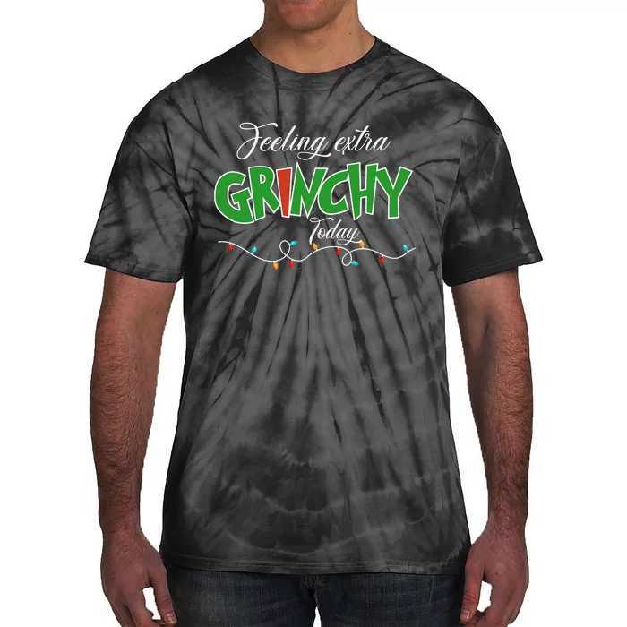 Feeling Extra Grinchy Today Christmas Colorful Xmas Lights Tie-Dye T-Shirt