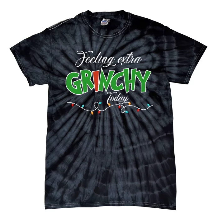 Feeling Extra Grinchy Today Christmas Colorful Xmas Lights Tie-Dye T-Shirt