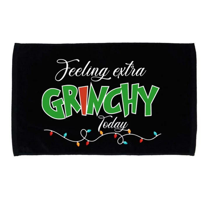 Feeling Extra Grinchy Today Christmas Colorful Xmas Lights Microfiber Hand Towel