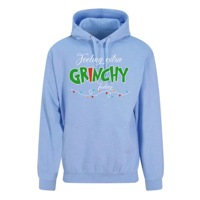 Feeling Extra Grinchy Today Christmas Colorful Xmas Lights Unisex Surf Hoodie