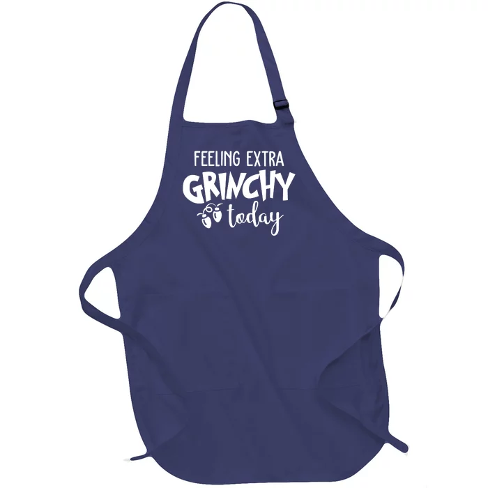 Feeling Extra Grinchy Today Funny Christmas Full-Length Apron With Pocket