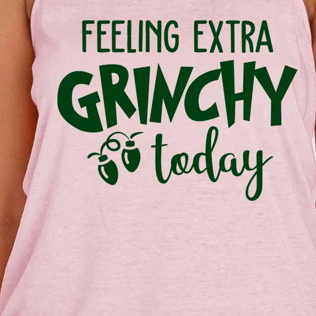 Feeling Extra Grinchy Today Funny Christmas Women's Knotted Racerback Tank