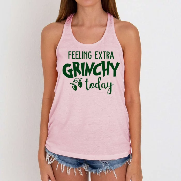 Feeling Extra Grinchy Today Funny Christmas Women's Knotted Racerback Tank