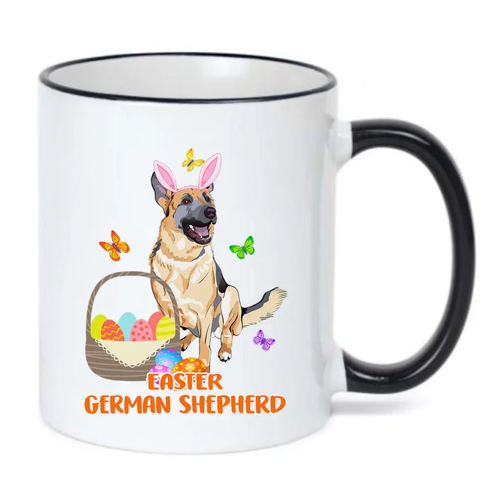 Funny Easter German Shepherd Easter Bunny Dog Black Color Changing Mug