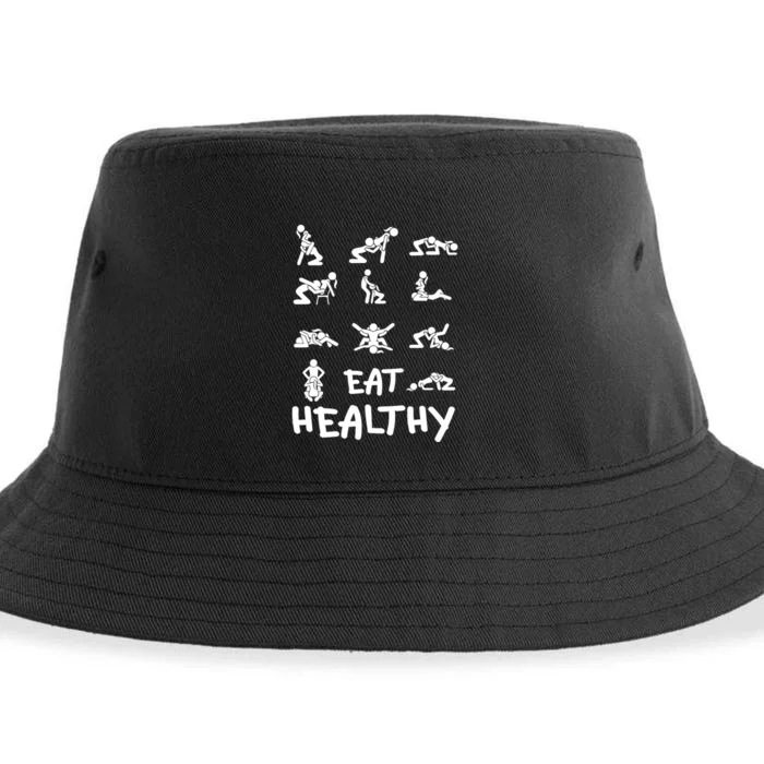 Funny Eat Healthy Dirty Adult Humor Saying Joke Sustainable Bucket Hat