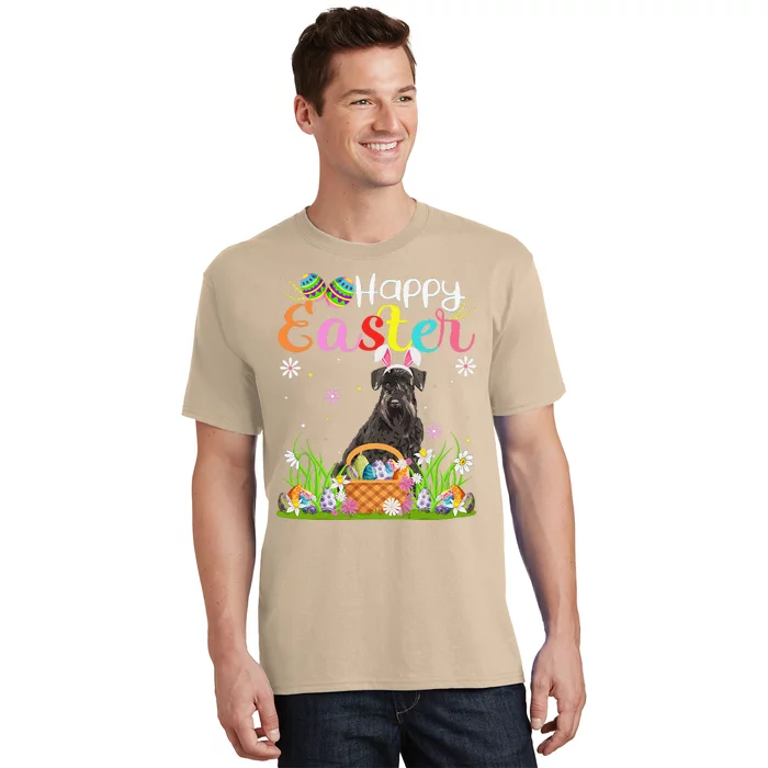 Funny Egg Hunting Bunny Giant Schnauzer Dog Happy Easter T-Shirt