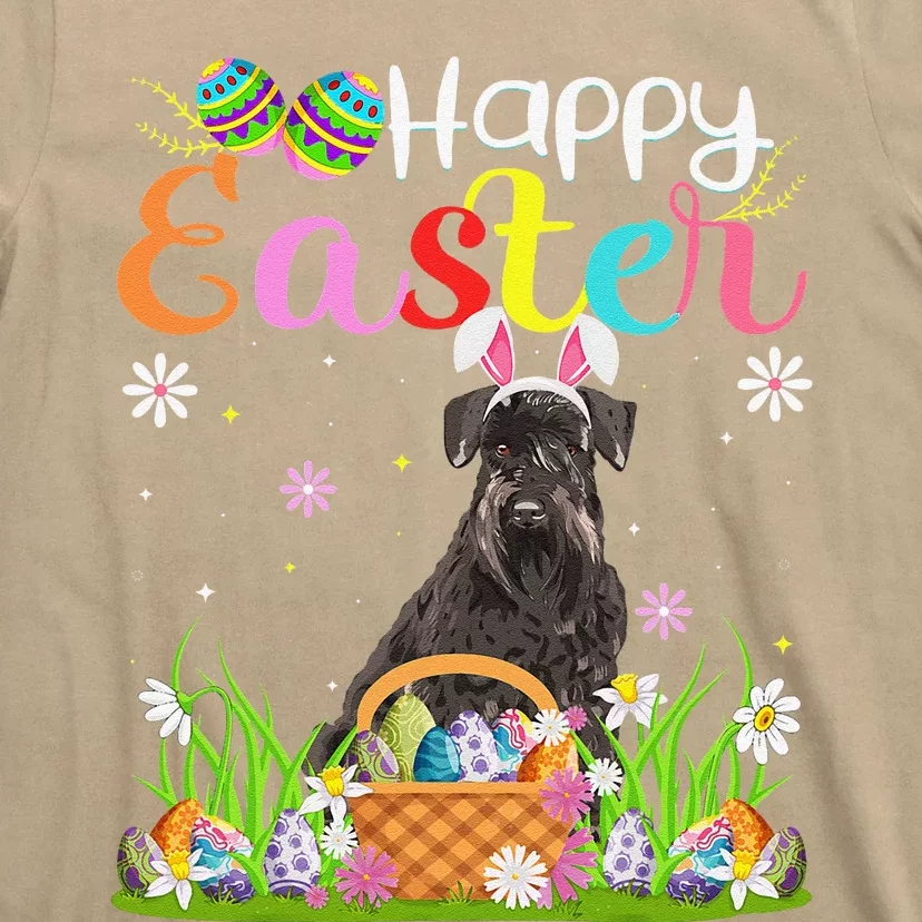 Funny Egg Hunting Bunny Giant Schnauzer Dog Happy Easter T-Shirt