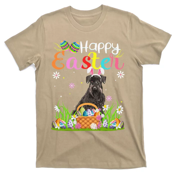 Funny Egg Hunting Bunny Giant Schnauzer Dog Happy Easter T-Shirt