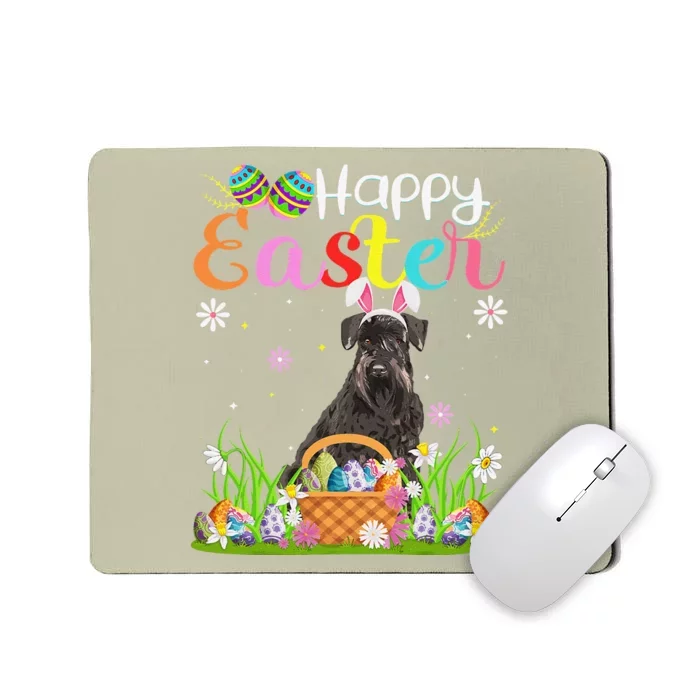 Funny Egg Hunting Bunny Giant Schnauzer Dog Happy Easter Mousepad