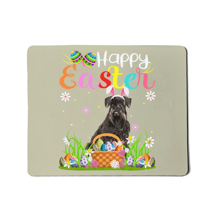 Funny Egg Hunting Bunny Giant Schnauzer Dog Happy Easter Mousepad