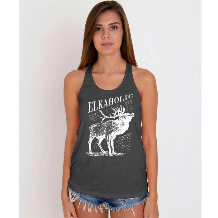 Funny Elk Hunting Elkaholic For Hunters Women's Knotted Racerback Tank