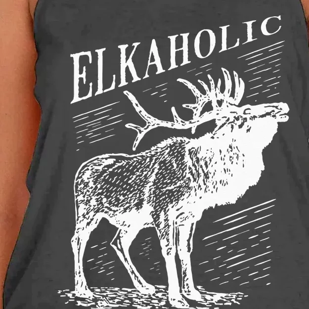 Funny Elk Hunting Elkaholic For Hunters Women's Knotted Racerback Tank