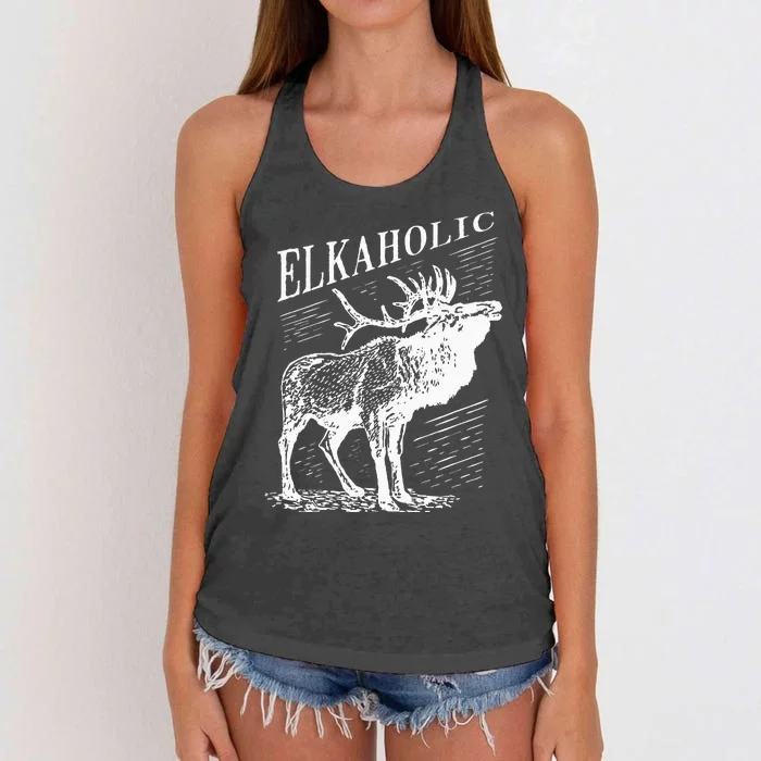 Funny Elk Hunting Elkaholic For Hunters Women's Knotted Racerback Tank