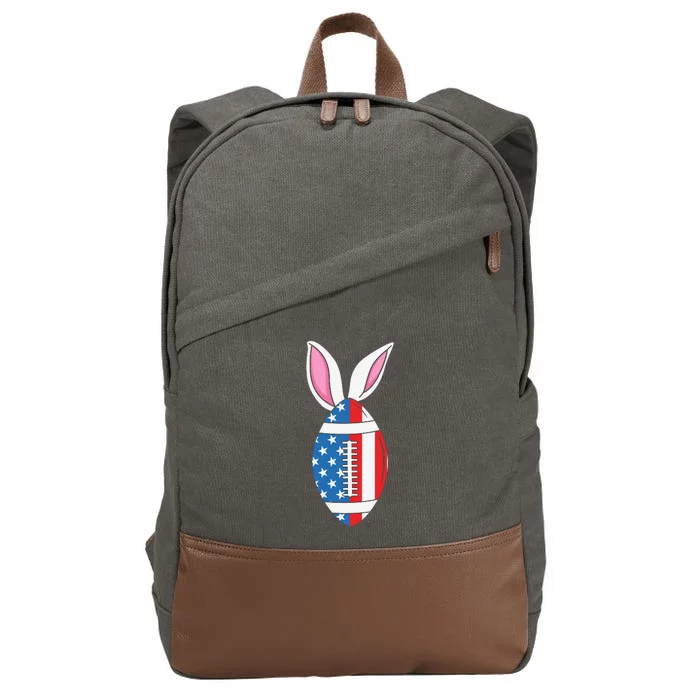 Football Easter Happy Easter Day Funny Easter Ears Bunny Cotton Canvas Backpack