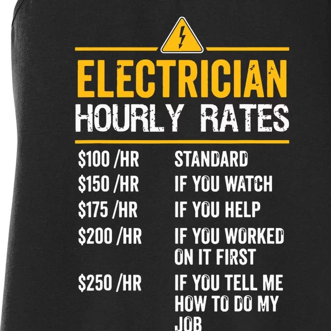 Funny Electrician Hourly Rates Lineman Labor Rates Women's Racerback Tank