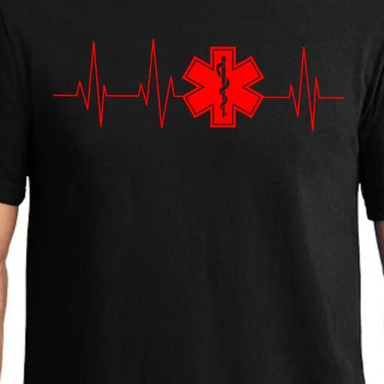 Funny Emt Heartbeat Gift Cute Love Paramedic Ems Cool Gift Pajama Set