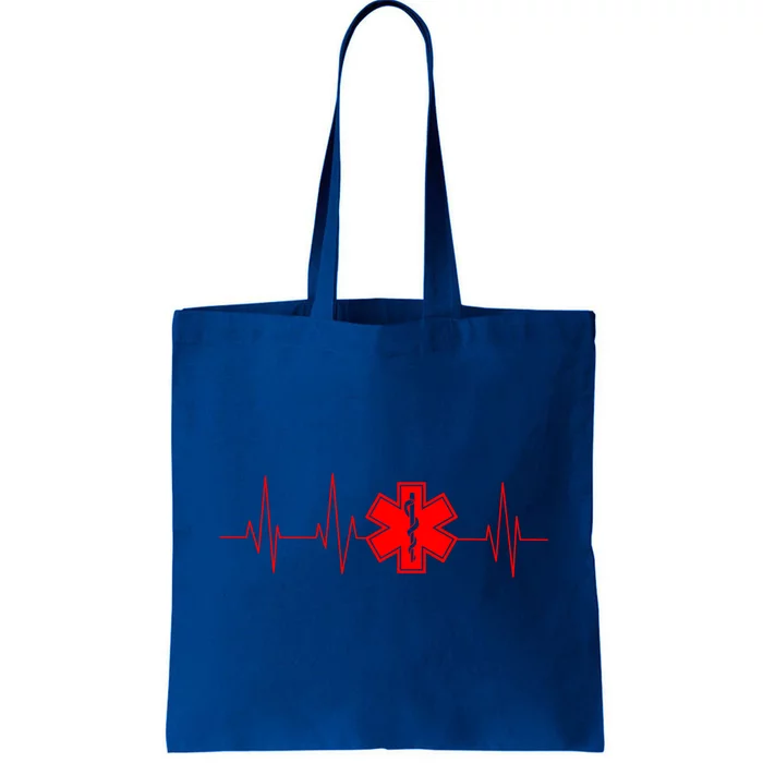 Funny Emt Heartbeat Gift Cute Love Paramedic Ems Cool Gift Tote Bag